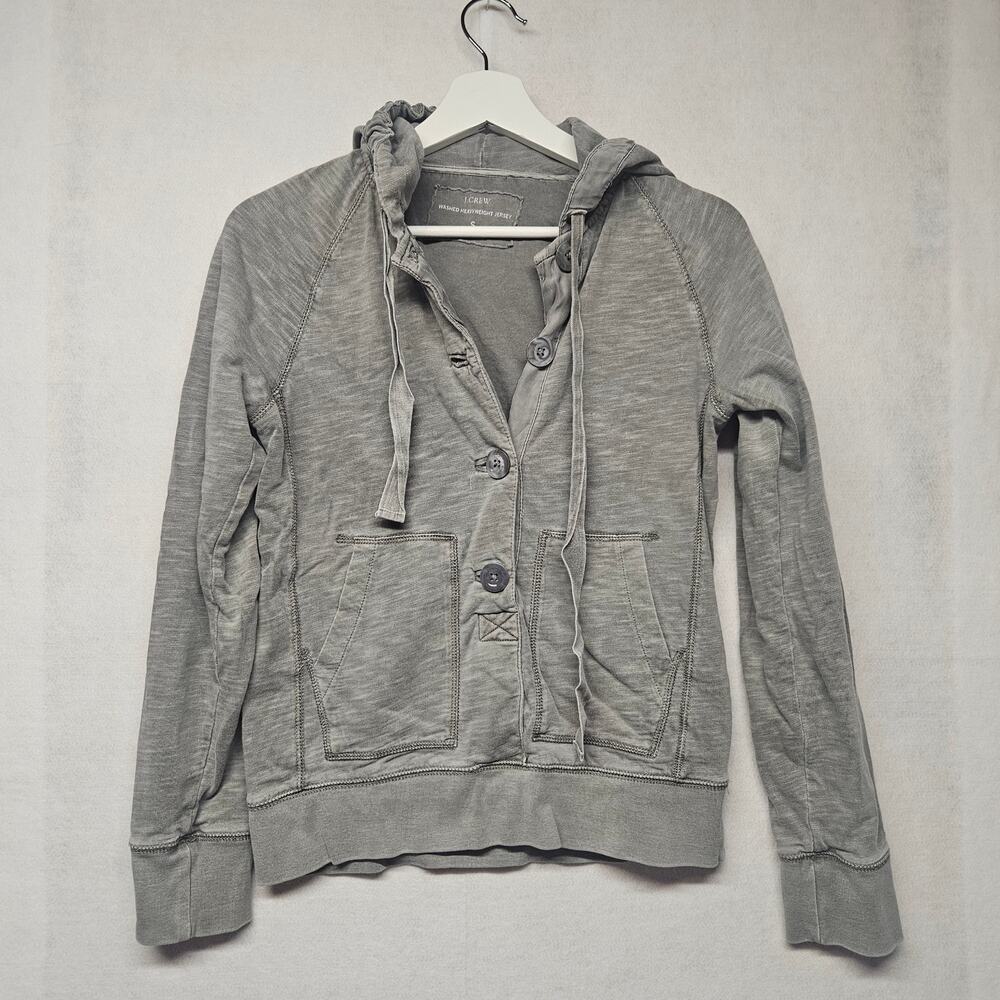 J.Crew Washed Heavyweight Weekend Jersey Pullover Hoodie Gray Women's Small